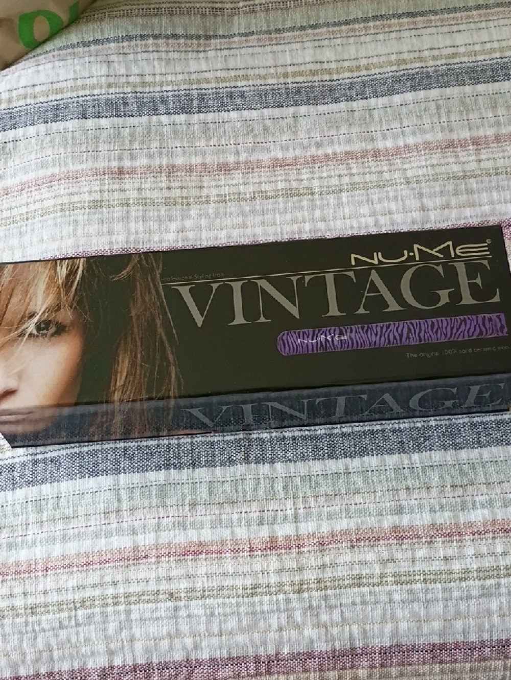 NuMe Purple Zebra Vintage Ceramic Flat Iron in Black Box
